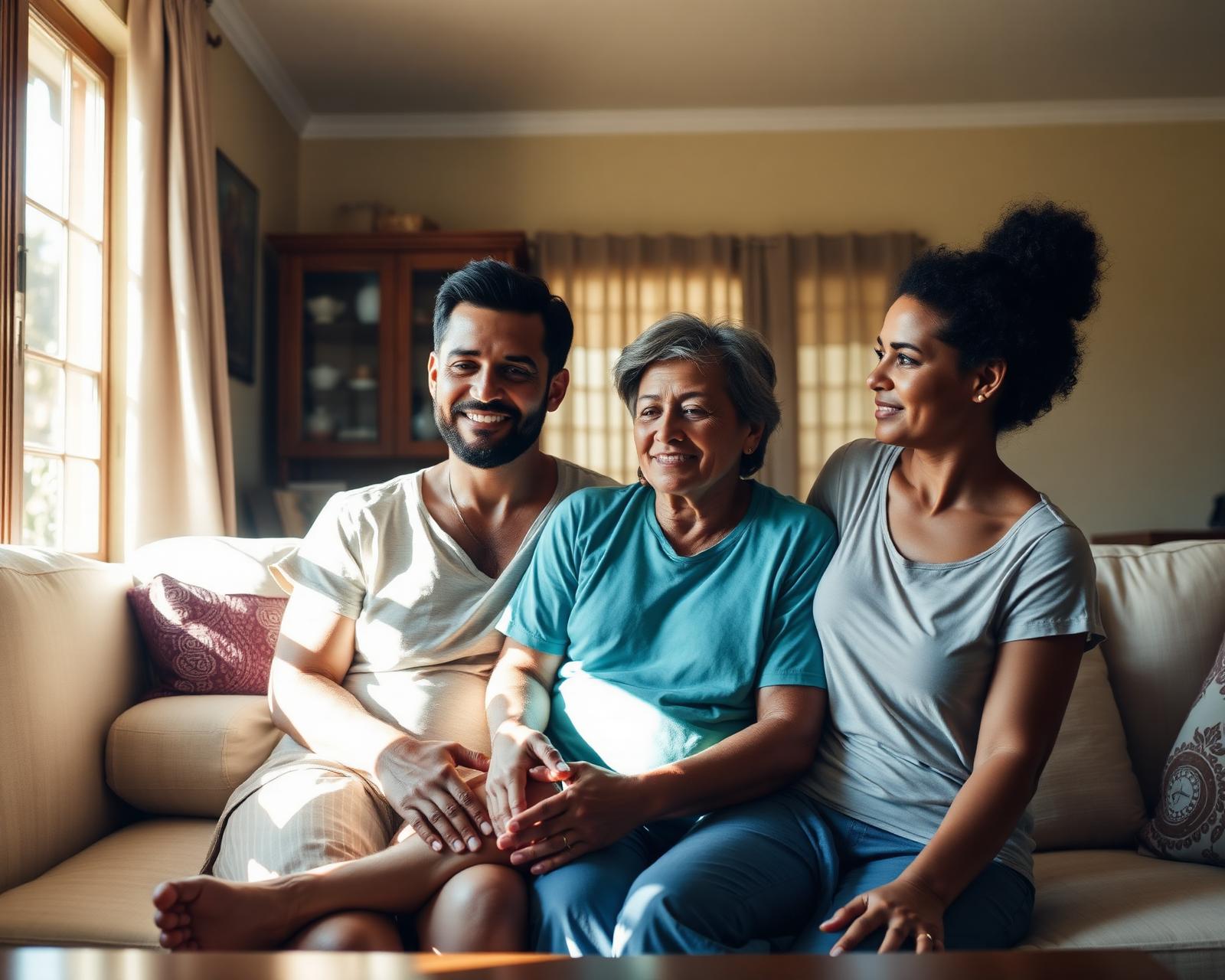 Família brasileira protegida em casa